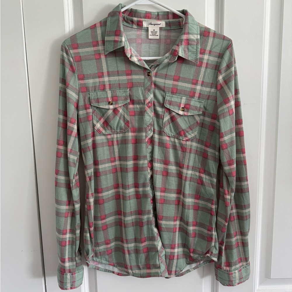Passport Pink and Green Plaid Shirt
